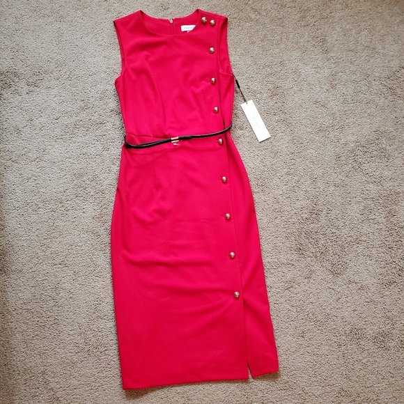 Calvin Klein Dresses & Skirts - NWT Calvin Klein Red Button Dress